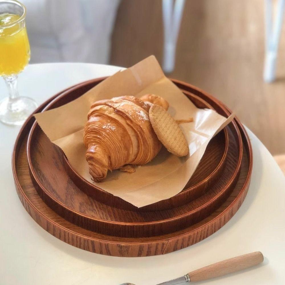 Round Wood Serving Tray Natural Candle Holder Tray Multifunctional Storage Tray Kitchen Counter