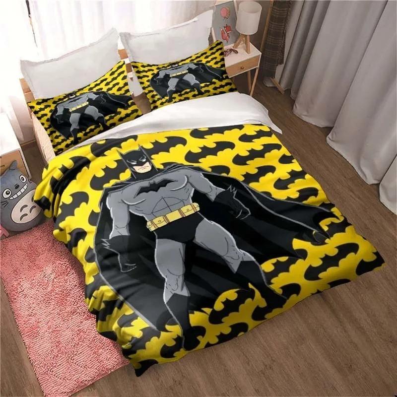 3D Printed B-Batman Bedding Set, Cartoon Duvet Cover and Pillowcase Single/Double, Home Bedroom Decoration, Boy Gift