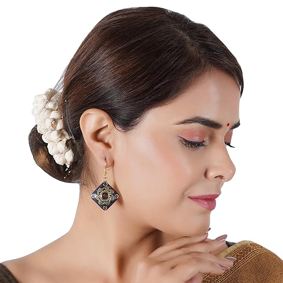 Non-precious Metal Dangling Handmade Lightweight Hook Tibetan Style Earrings for Women