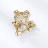 Fresh and Sweet Cartoon Love Heart Crystal Hollow Animal Panda Pearl Alloy Brooch Men and Women Gift Clothing Accessories Long-Lasting Color Brooch