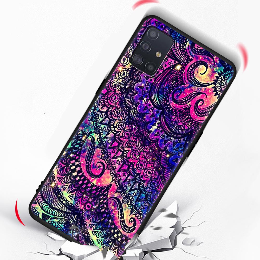 Mandala Sunflower Mandala Fall für Samsung Galaxy A51 A12 A21s A71 A52 A31 A32 A02s A72 A11 A41 A22 A01 Schwarz weiche Telefon Abdeckung