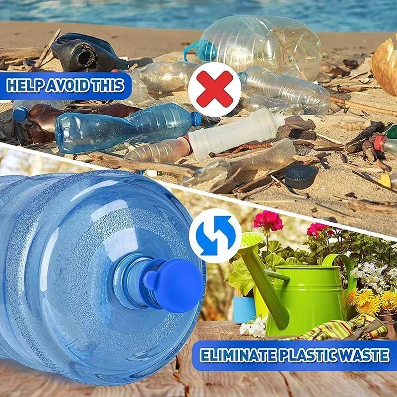 Reusable Silicone Water Bottle Cover Water Jugs Cap Non-Spill Thick Bottle Caps with Inner Plug Durable Drinking Bucket Plug