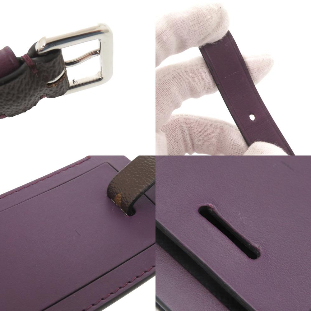 Used AUTHENTIC LOUIS VUITTON Name tag Porte address KetchuKey Holder purple Leather/MonogramCanvas
