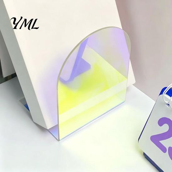 Non Scratch Book Ends for Bookshelves 1 Pair Acrylic Bookends, Clear Holders Shelves, Decorative Arch Desktop Stand School Stopper, Bookshelf