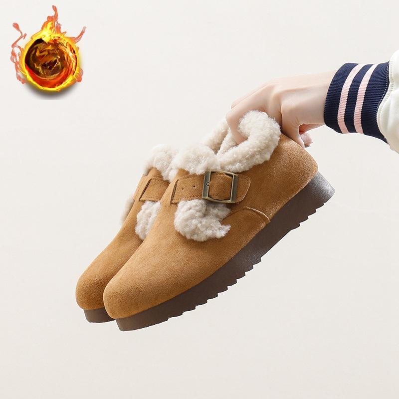 Women's Warm Snow Boots Casual Faux Suede Short Booties With Faux Fur Lining Anti-Slip Comfortable Winter Fleece Lined Walking Loafer Shoes for Women