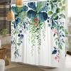 Fashion Modern Plant Shower Curtain Colorful Butterfly Flowers Shower Curtains Bathroom Decor Waterproof With 12 Hooks Curtains