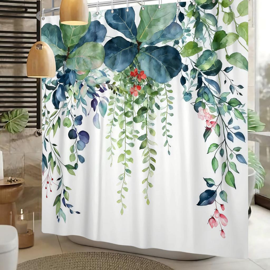 Fashion Modern Plant Shower Curtain Colorful Butterfly Flowers Shower Curtains Bathroom Decor Waterproof With 12 Hooks Curtains