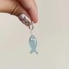 Y2K Blue Small Fish Pendant Earrings for Women Fashion Sweet Crystal Asymmetric Ear Buckle Seaside Vacation Jewelry Accessories