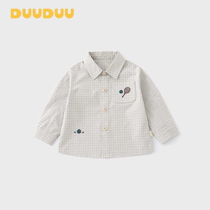 

DUUDUU 2026 New Style Plaid Long-Sleeve Boys Shirt for Spring & Autumn 120 cm