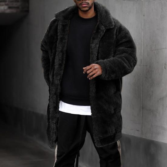 Vinterjacka Enfärgad Plysch Förtjockad Varm Herrrock för Vardagsbruk