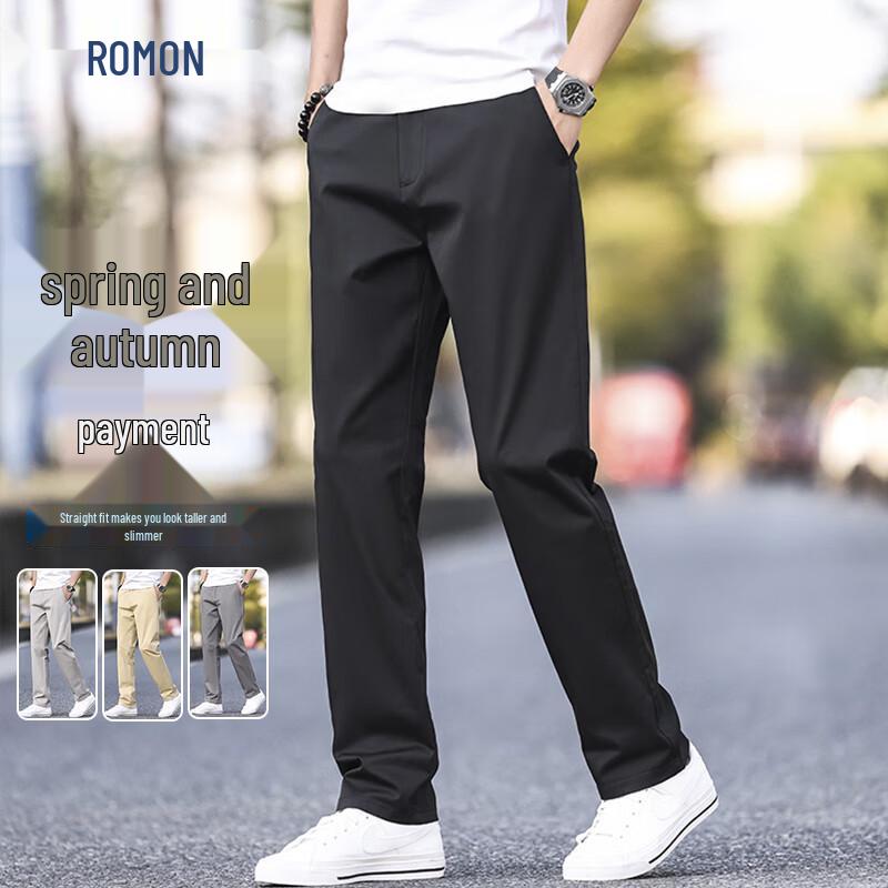 Romon Men s Casual Slim-Fit Straight-Leg Long Pants 40