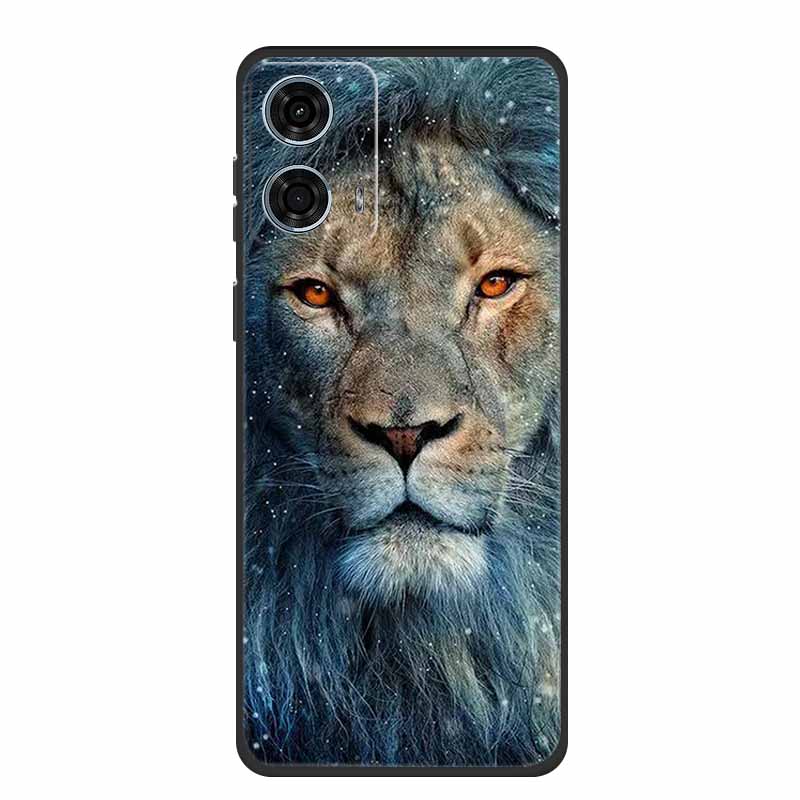 Pentru Motorola Moto G24 Power Carcasă Silicon Lup Leu TPU Moale Carcasă Telefon Pentru Moto G24 Power Capac Spate Desene Animate Carcasă Rezistentă la Șocuri
