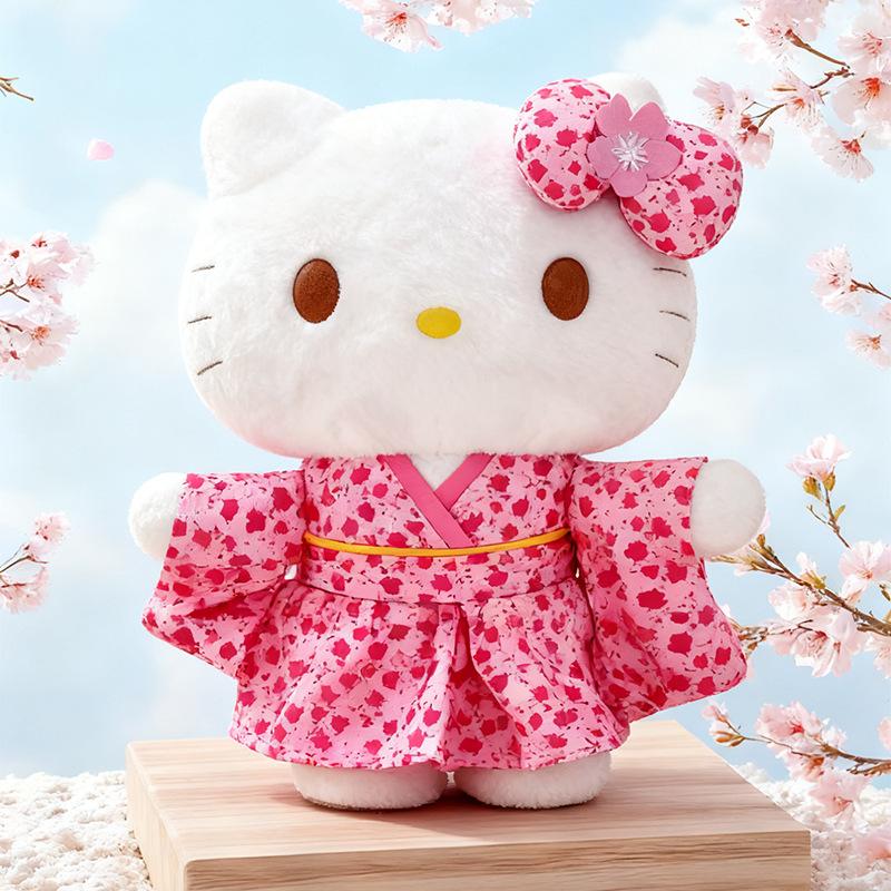 Japanese Style Sakura Pink Kimono Hello Kitty Plush Toy Cute Soft Cushion Room/Sofa Decorative Pillow & Companion Doll Girl Gift