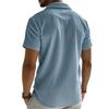 Men's Ribbed Striped Short,Sleeve Collared Shirt