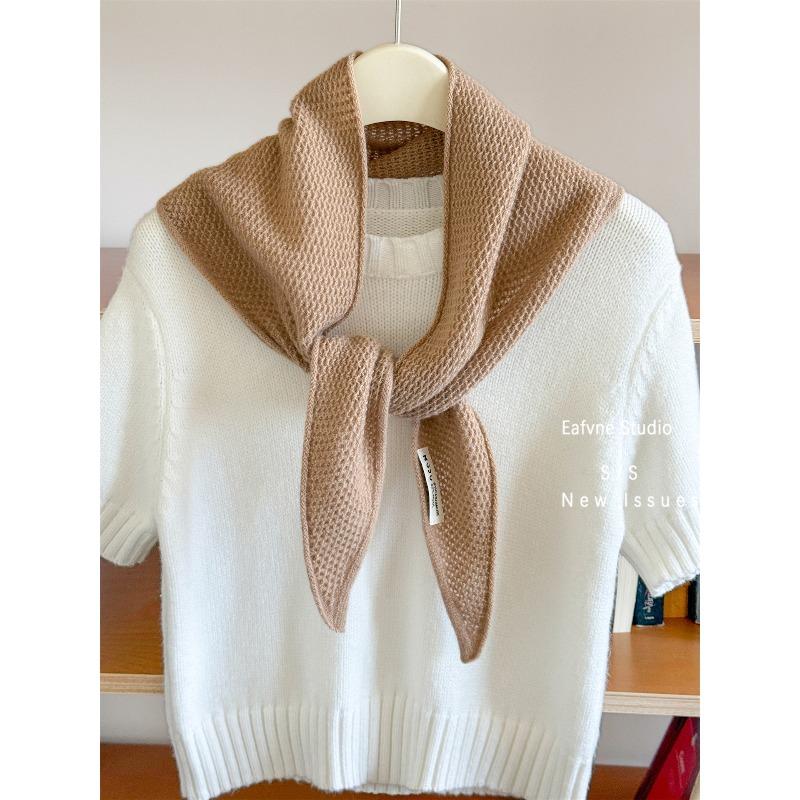 

Треугольный шарф-защита шеи из австралийской кашемировой шерсти шаль женский простой защита шеи теплый вязаный маленький шарф 123*28cm