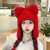 Bear knitted hat children's winter plush warm ear protector wool hat sweet versatile face small pullover hat