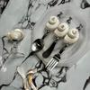 Light Luxury Natural Conch Shell Dessert Fork Spatula Stainless Steel Flatware Kitchen Utensils Set Home Tableware Spoon Gift