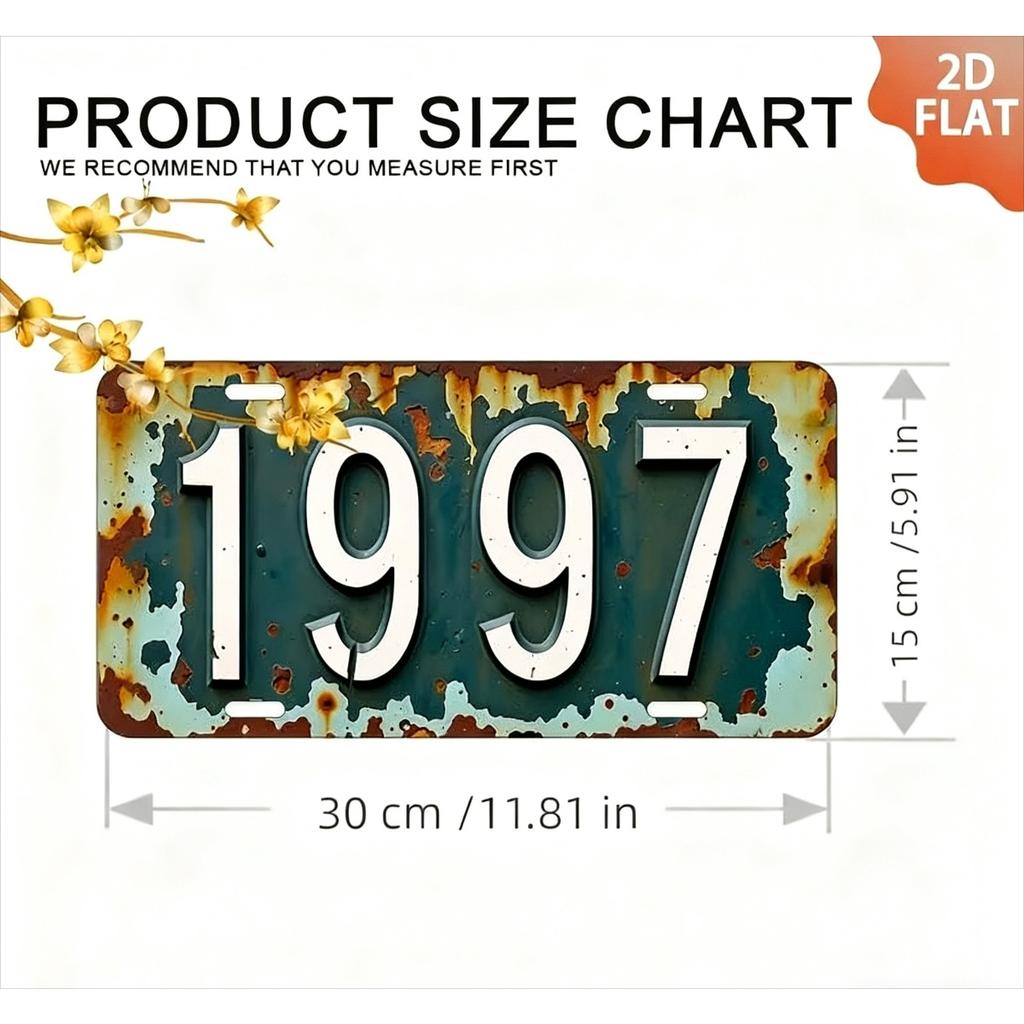High Definition Metal Tin Sign Vintage Year Number License Plate Style Rustic Retro Wall Art Decor for Home Bar Garage