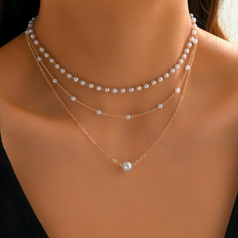 Collana a Catena a 3 Strati per Donna Catena da Collo Catena Clavicola Catena con Pendente Ornamento per Indossare Quotidiano da Adulto