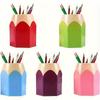 5pcs Pencil-Shaped Pen Holders - Colorful ABS Desk Organizer with Scissors Slot, Ideal for Home Office & Classroom Decor, Classroom Supplies