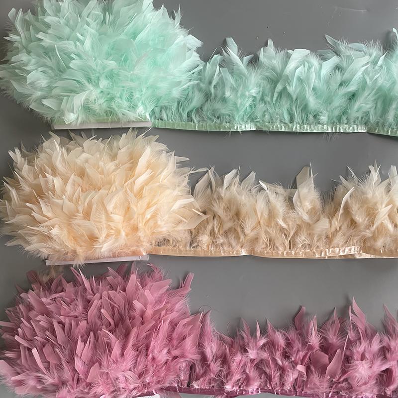 Fluffy Turkey Feathers Trim Fringe Ribbon 10Meters Marabou Feather On Tape Fringes Sewing Trimmings DIY Clothes Dress Decoration