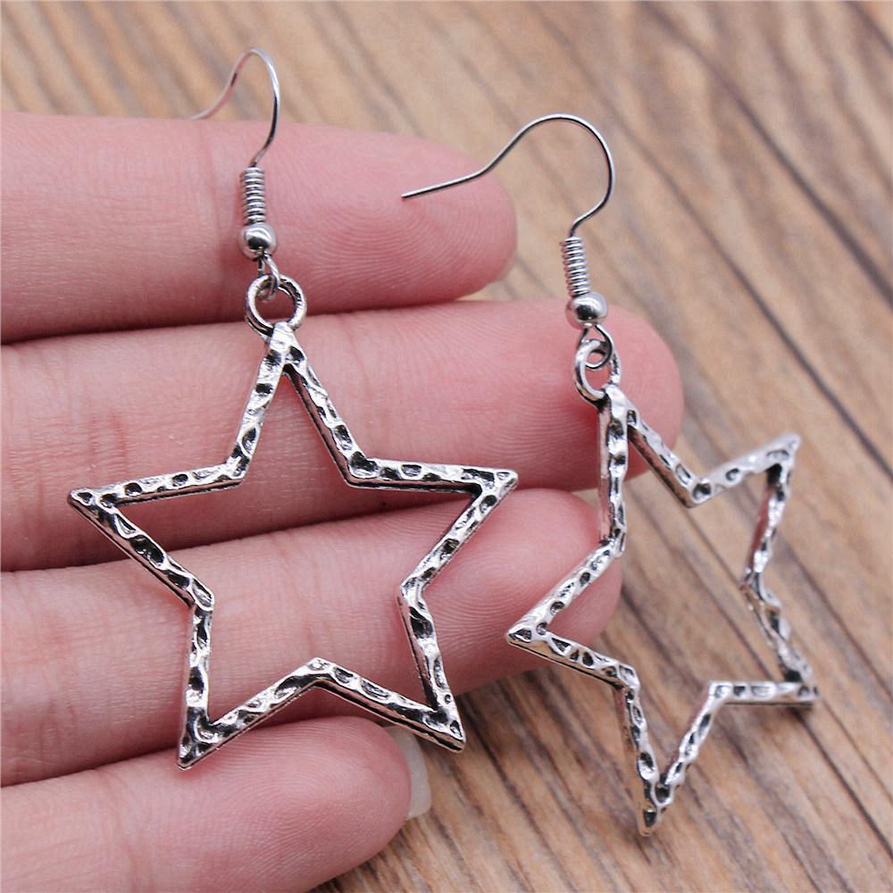 Bohemian Hot-Sale Star Moon Pentagram Circle Dangle Earrings Memorable Wedding Gift for Daily Style