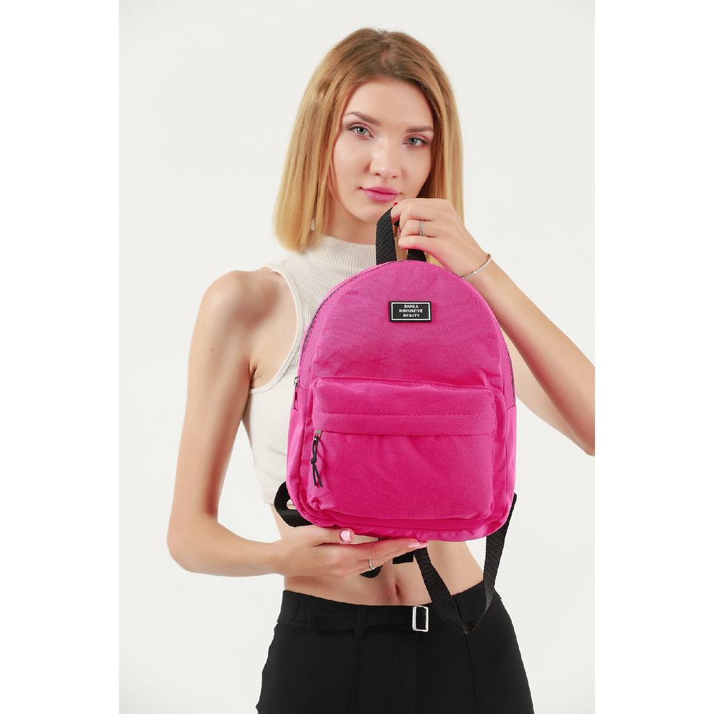 Schwarzer U21 Unisex-Rucksack mit Reißverschluss und 2 Fächern auf der Vorderseite, detaillierter Canvas-Stoff, Größe L:32 cm E:24 cm Breite:11. Jh