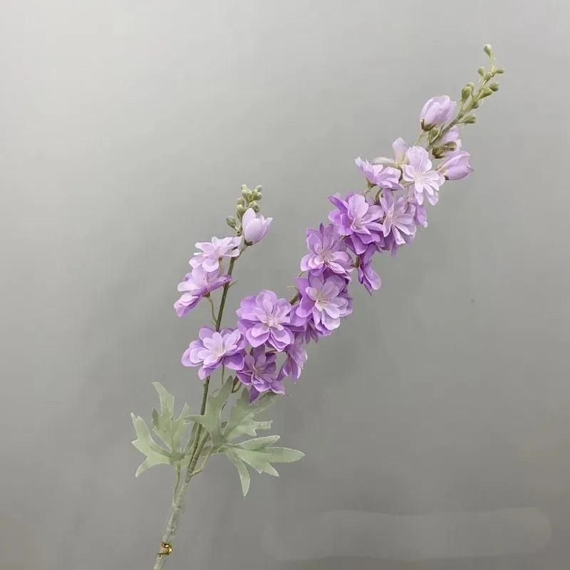 

1Pcs Artificial Flowers Delphinium Flower Branch Fake Leaf Wedding Decoration Outdoor DIY For Home Decorative Vase Accessories фіолетовий