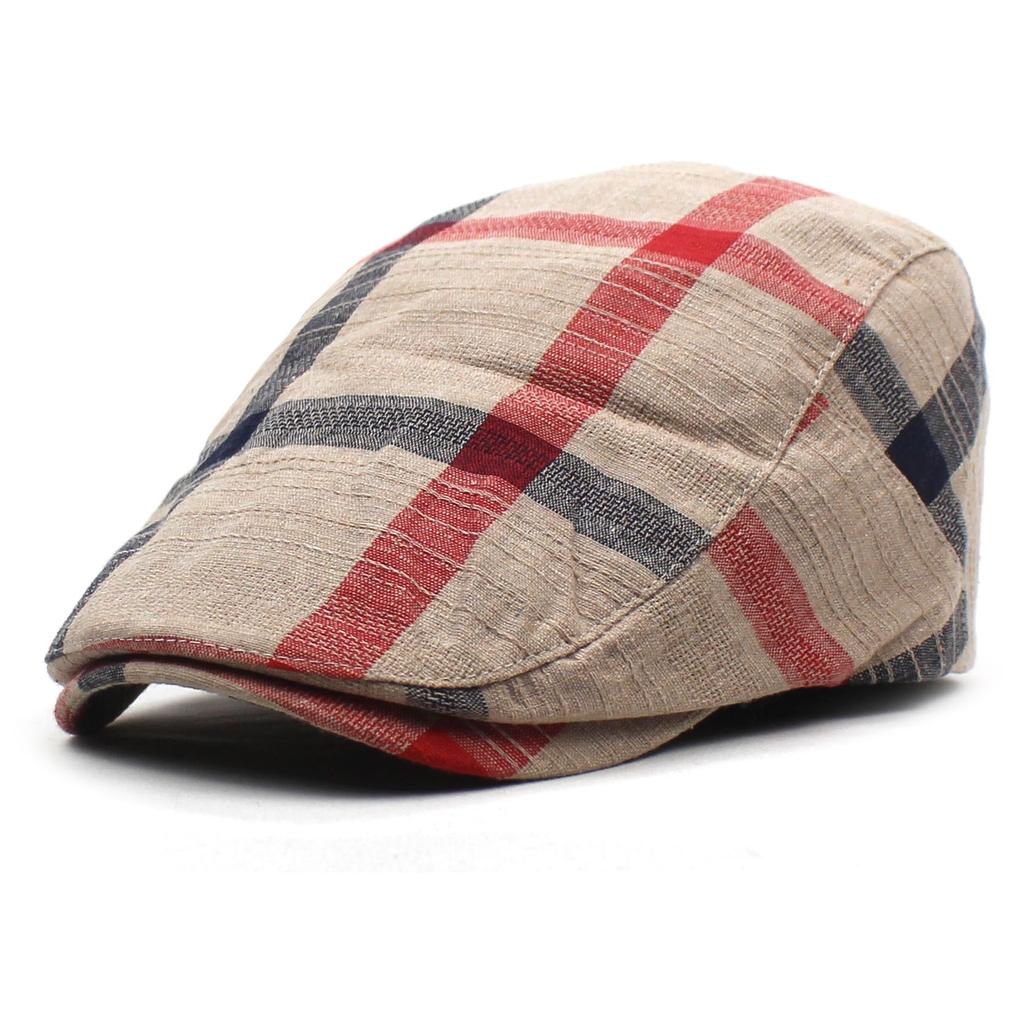 New Polyester Thin Section Duck Tongue Cap Men and Women Retro Hat Plaid Beret Outdoor Sun Hat Forward Cap