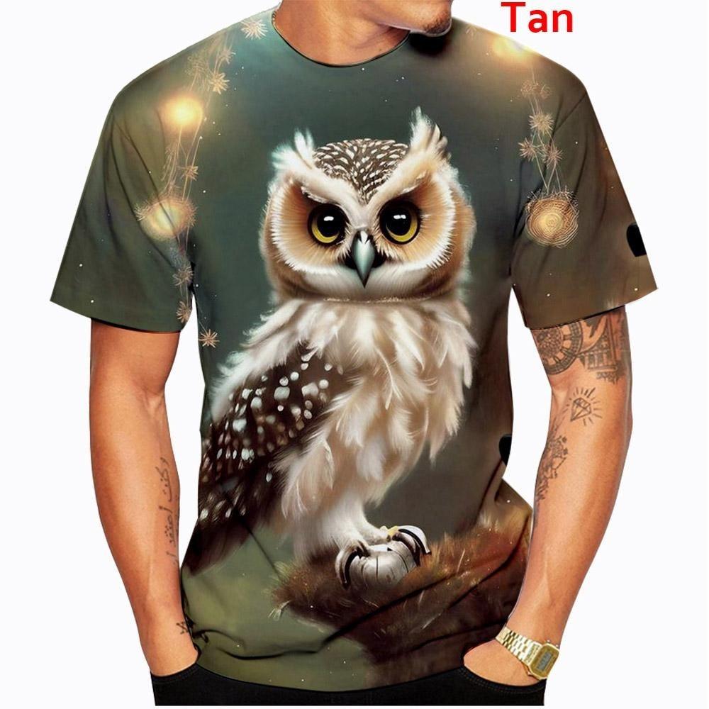 

Модная мужская повседневная футболка с забавной совой 3D в стиле хип-хоп, летняя футболка с милым рисунком птицы и короткими рукавами с изображением животных 5XL коричневый