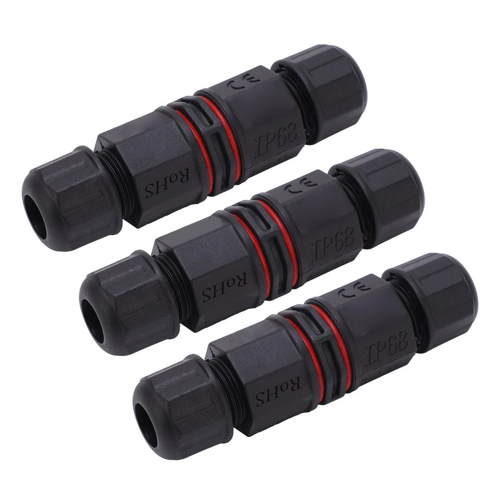3Pcs Waterproof Cable Connector 3 Pin Straight Through IP68 Waterproof Connector for LED Outdoor Lights Fountains
