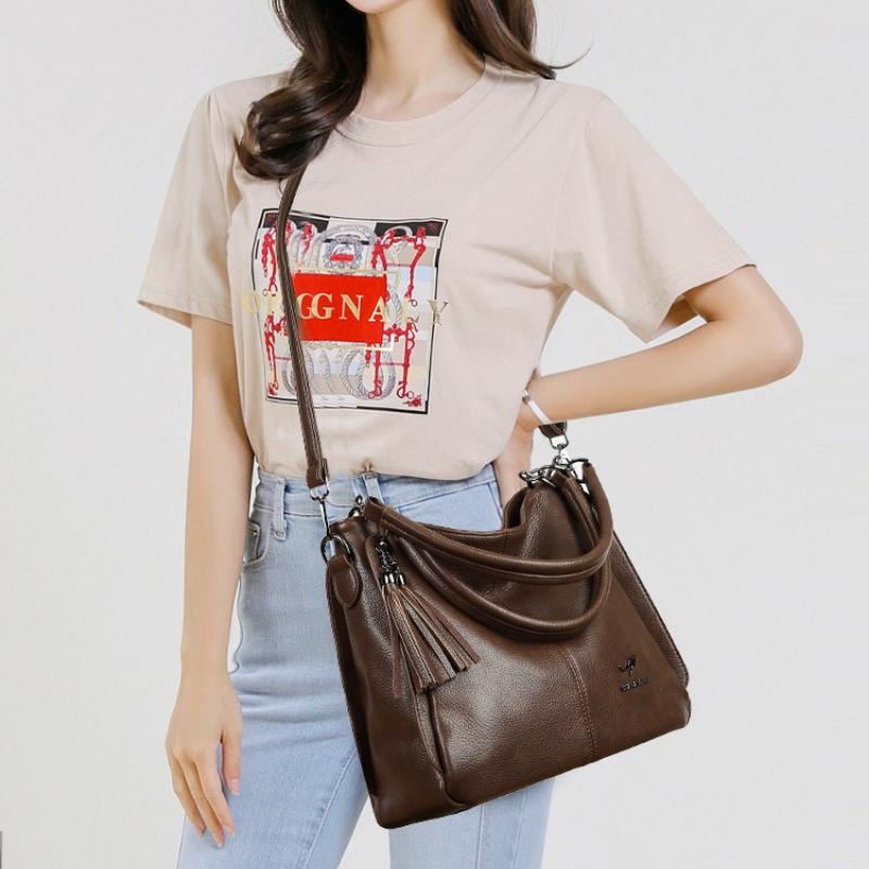 Hochwertige Damen Umhängetasche aus weichem Leder, Retro-Arbeitstasche, Schultertasche, Elegante Tasche mit großem Fassungsvermögen