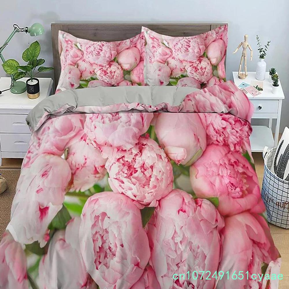 3D Rose Flower Duvet Cover Double 210x210 Bedding Set 2/3pcs Quilt Cover With Zipper Closure King Size Polyester Comforter Cover