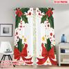 2pcs 2D Flat Printing Merry Christmas Curtains Christmas Holly Berry Bows Digital Printed Polyester Drapes Festive Holiday for