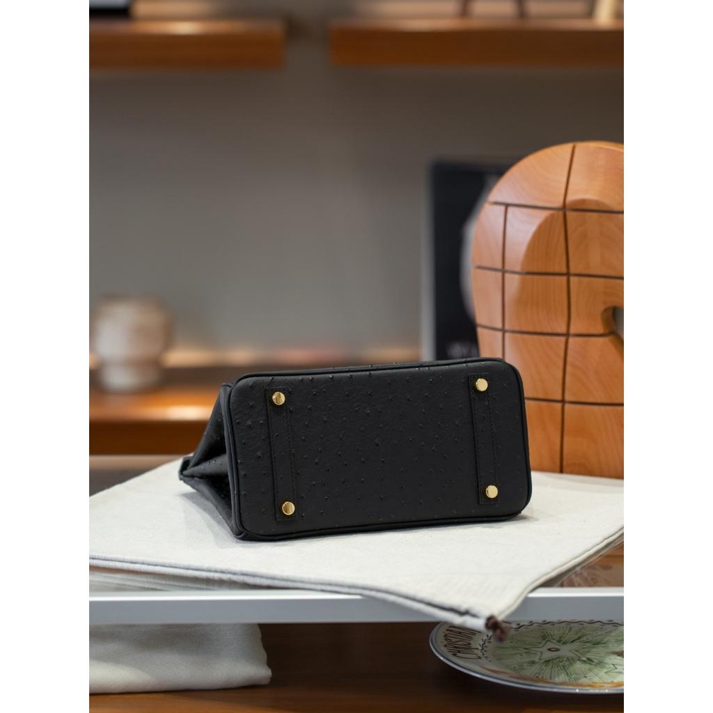 Spot First-layer Cowhide Platinum Bag 25/30 Ostrich Pattern Leather Fashionable Large-capacity Women's Handbag