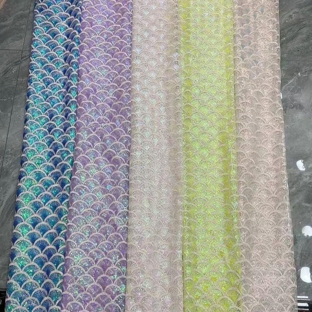 Laser Embroidery Mesh Gauze Sequin Mesh Lace Fabric  Performance Clothing Fabric