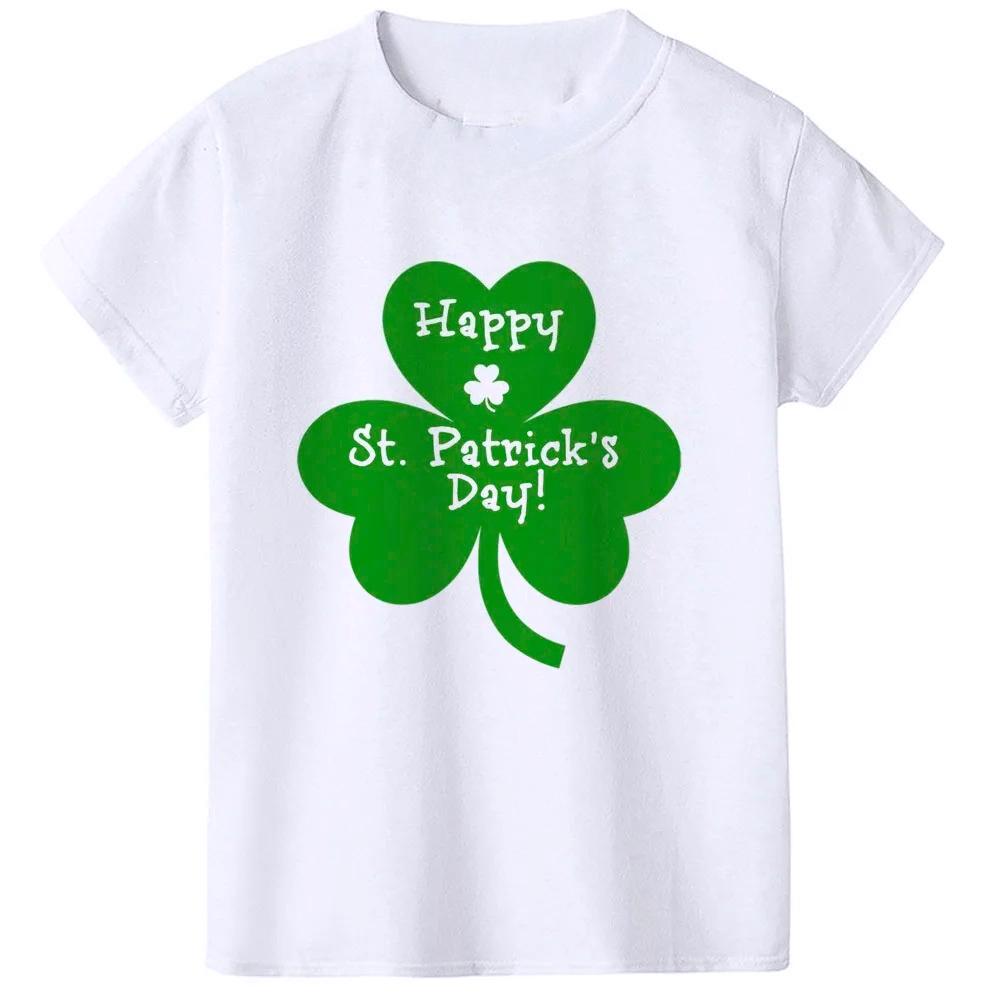 Happy St Patricks Day Kids Party Tshirt Luckiest Boys Girls Kids White Tshirt First St Patricks Outfit Clothes Fashion Tops Tee 120