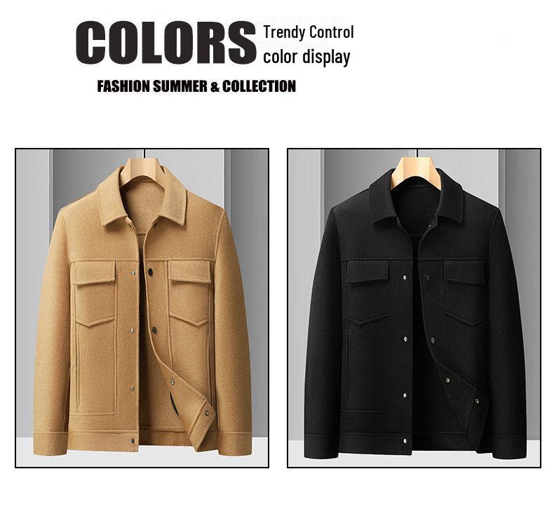 Men's Double-Sided Wool Twill Jacket - Casual Lapel Style for All Ages