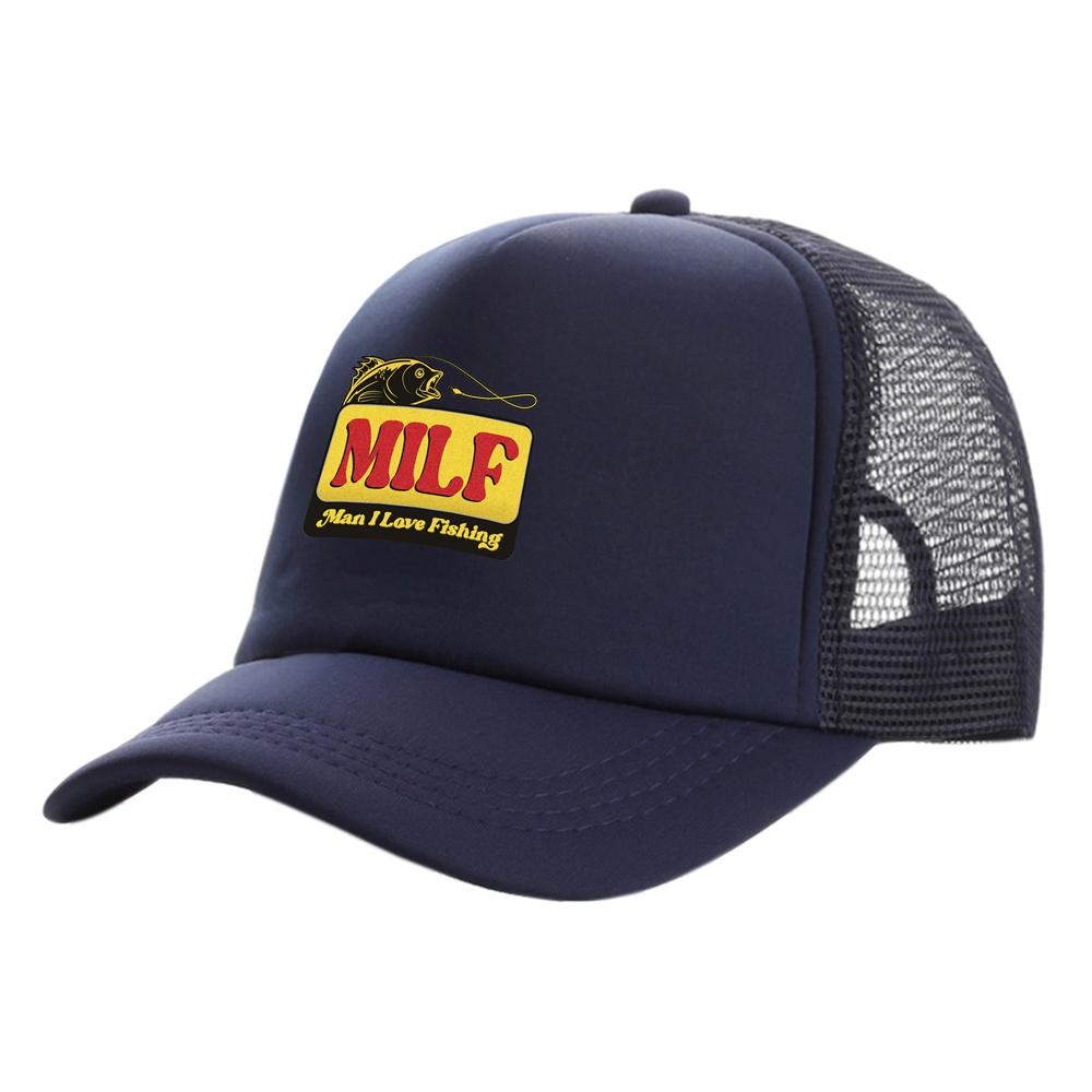 MILF Man I Love Fishing Trucker Čepice Unisex čepice Baseballová čepice Cool Summer Unisex síťovaná síťovaná čepice
