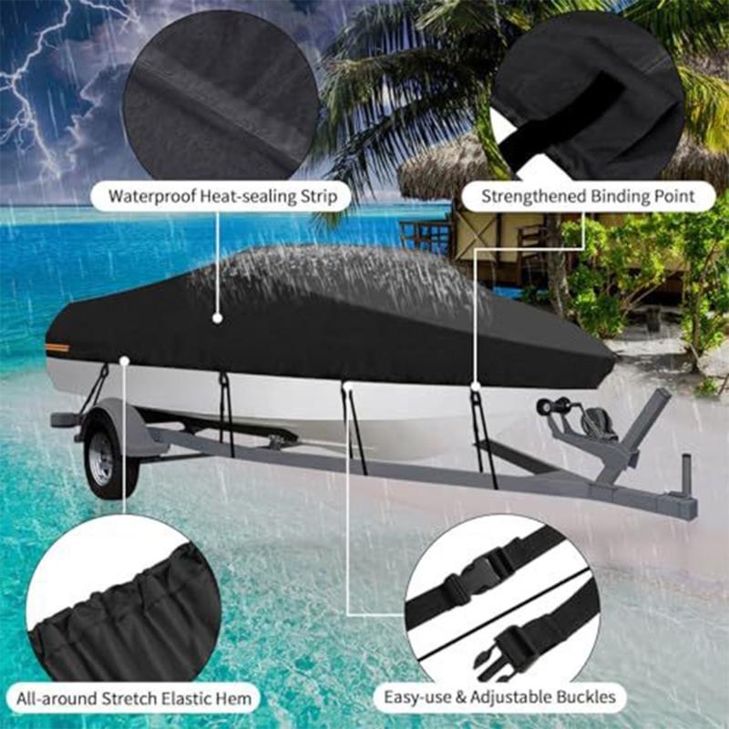 Packung mit 1 wasserdichter 210D Oxford Bootsabdeckung mit UV-Schutz, reißfest, für V-Rumpf Boote von 11 bis 13 Fuß