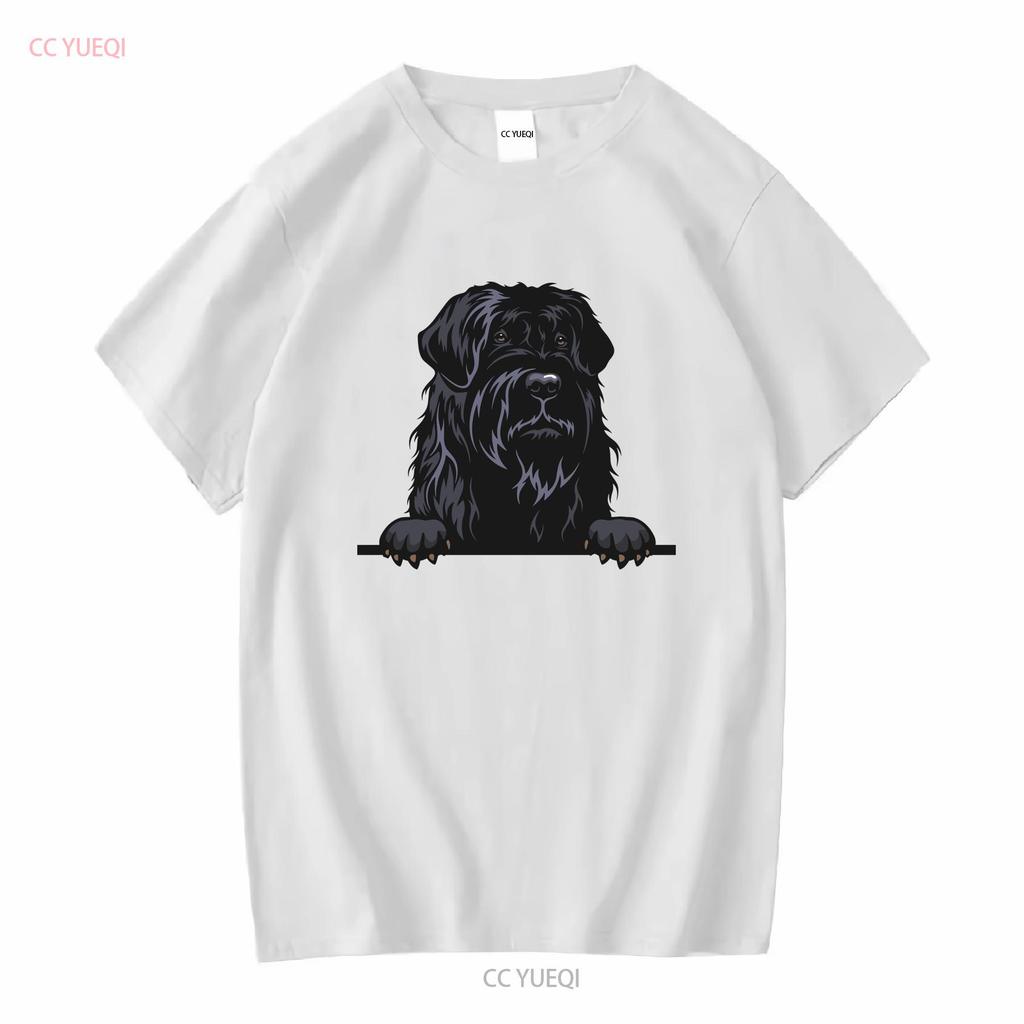 Black Russian Terrier Dog Breed Popping Up Cute Infant Toddler T Shirt Long Sleeves Vintage Washed Unisex Soft Designer Clothes