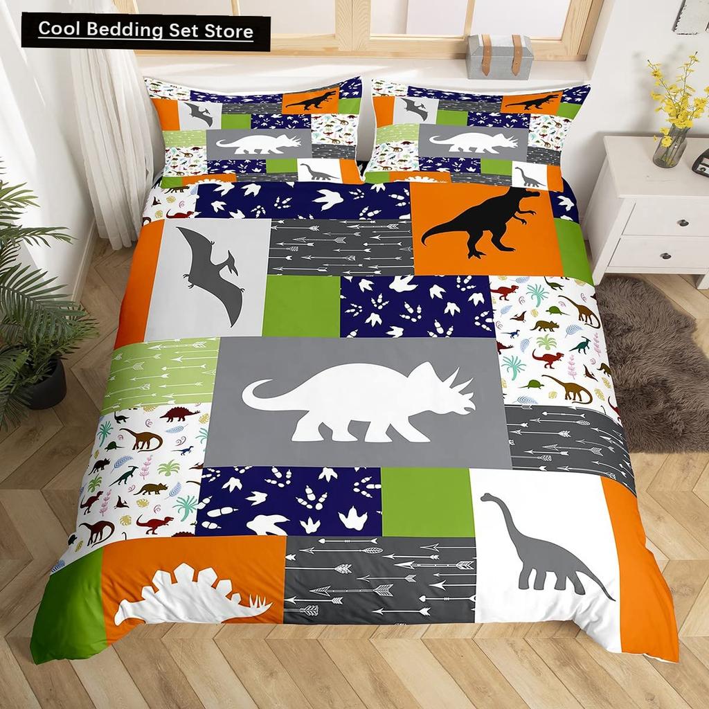 Cartoon Dinosaur King Queen Duvet Cover Jurassic World Animal Bedding Set Universe Galaxy Quilt Cover Polyester Comforter Cover