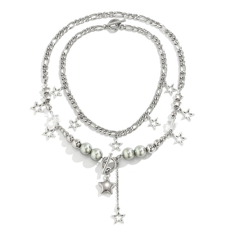 

Винтажное многослойное ожерелье Y2K Хип-хоп Подвеска-звезда Чокер Металлическая цепочка Ожерелья Аксессуары для шеи Женские украшения