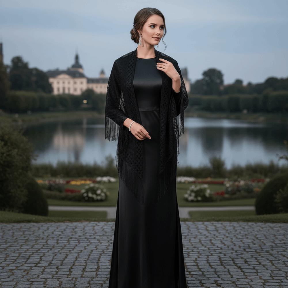 Elegant Embroidery Shawl Solid Color Tassel Kerchief Trendy Triangle Scarf  Women Accessories