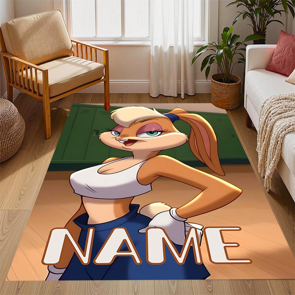 Looney Space Jam Run Event Customizable Name Floor Mat Suitable for Decorate room Balcony Entryway Dining Room Anti-slip Rug Anime Office Decor