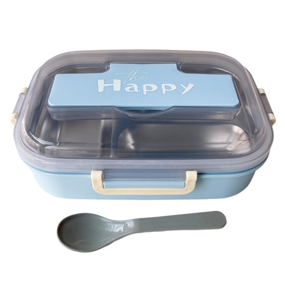 Stainless Steel Bento Box 3 Compartment Lunch Box Leakproof Insulated Food Container With Utensils For School Office Travel