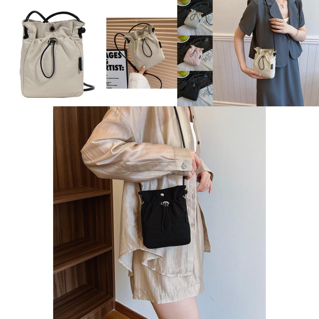 Stylish Korean Canvas Bucket Bag For Women In Black Beige And Pink With Soft Structure