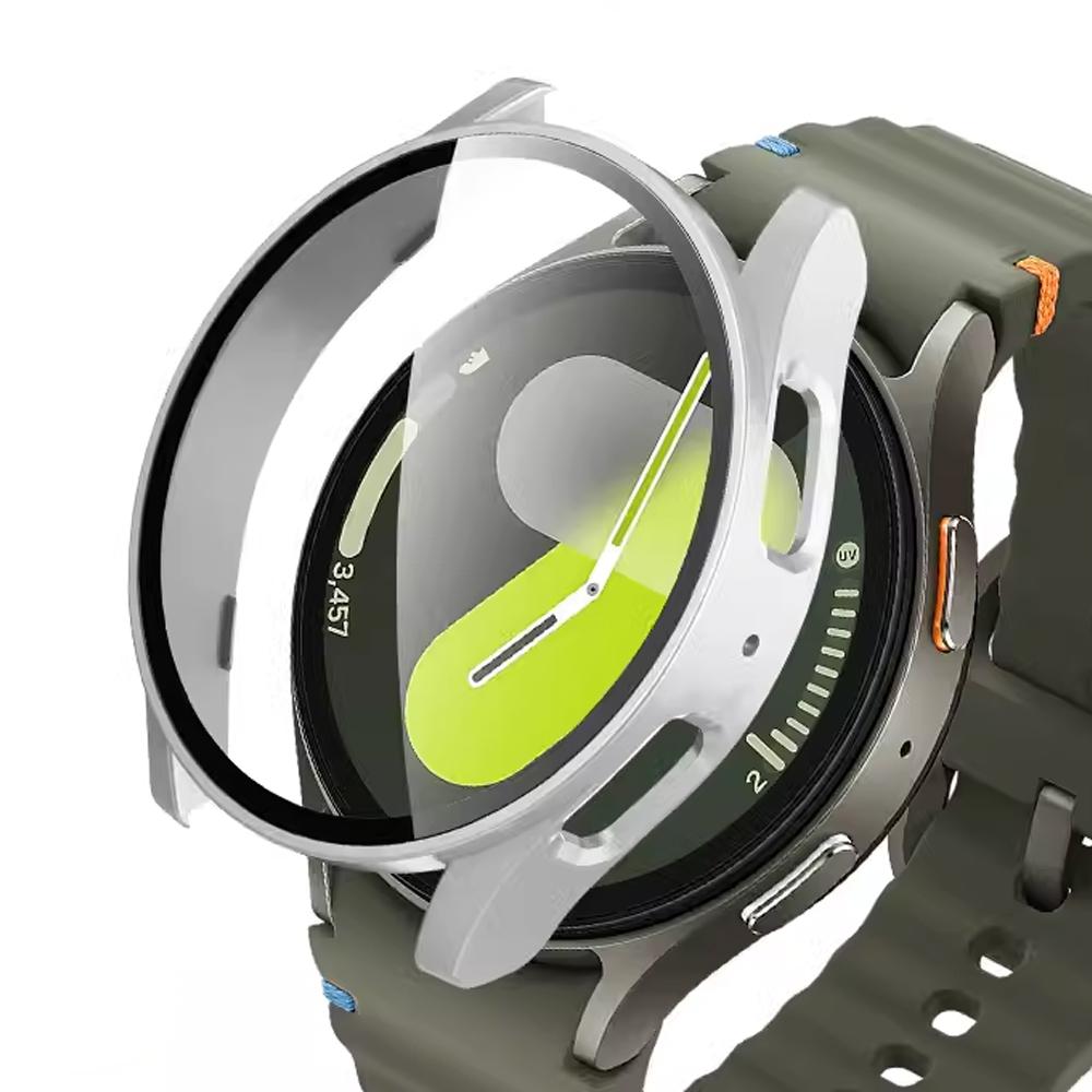 Case for Samsung Galaxy Watch 4/5/6/7 44mm 40mm Accessories Full Screen Protector Tempered Glass PC Bumper Cover Galaxy Watch 7