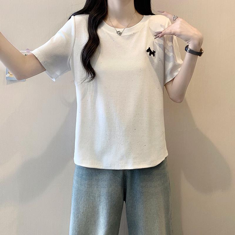 2026 Summer Plus Size Women's Casual Cartoon Pony Shiny Short-Sleeve Top