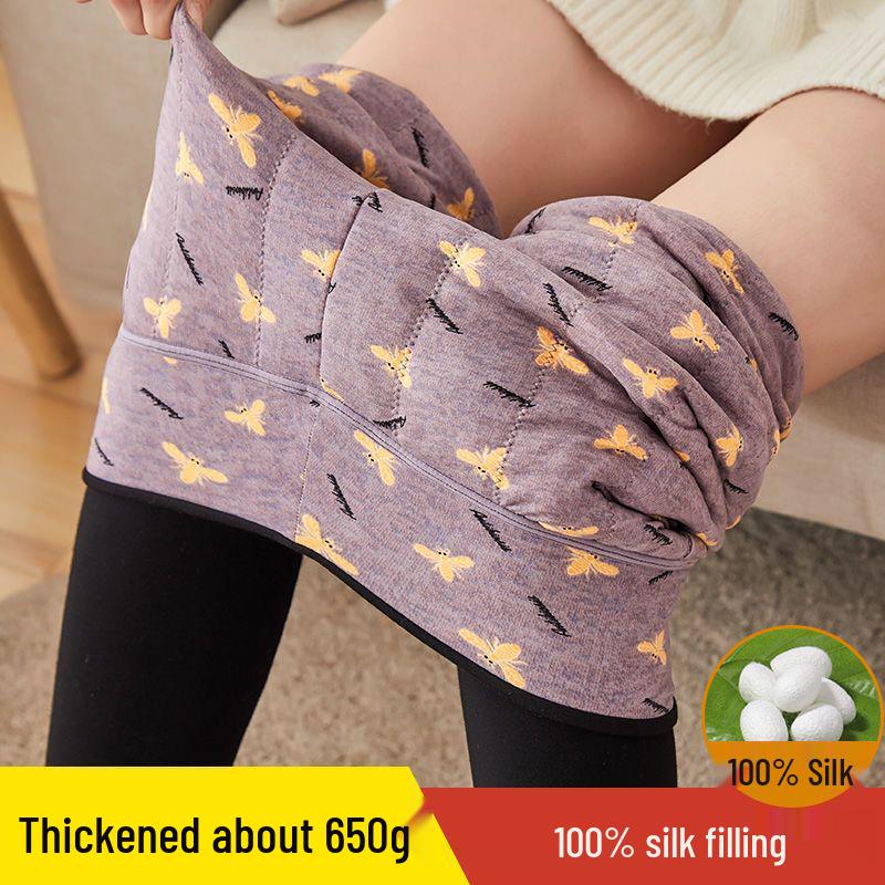 

Silk Cotton Women s Plus Velvet High Waist Elastic Pants for Autumn/Winter - Warm and Thickened 2XL Recommended 130-140 jin